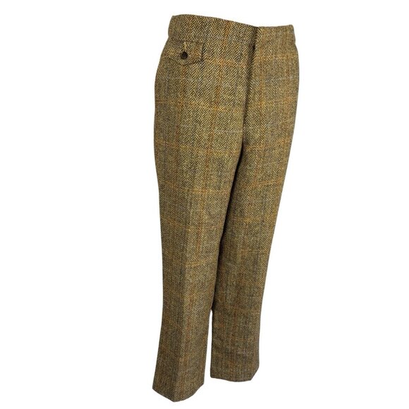 Asos Harris Tweed 100% Wool Cropped Trouser 32 Brown Multicolor Herringbone - Picture 2 of 16